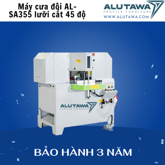 Máy cưa đôi AL-SA355 lưỡi cắt 45 độ – Cắt nhôm chính xác, nhanh chóng và bền bỉ
